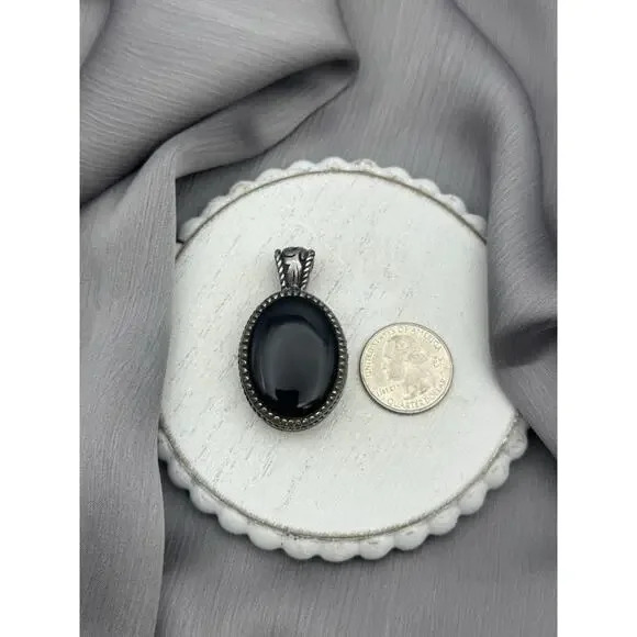 Barse Sterling Silver 925 Onyx Pendant 41.73G / 1.8in